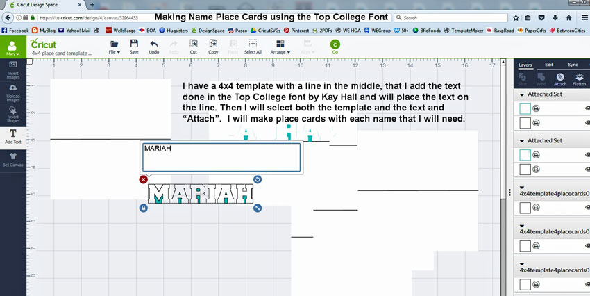 creating place cards with top college font