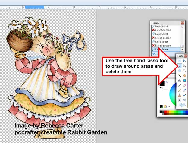 use lasso and magic wand tool in
                            paint.net
